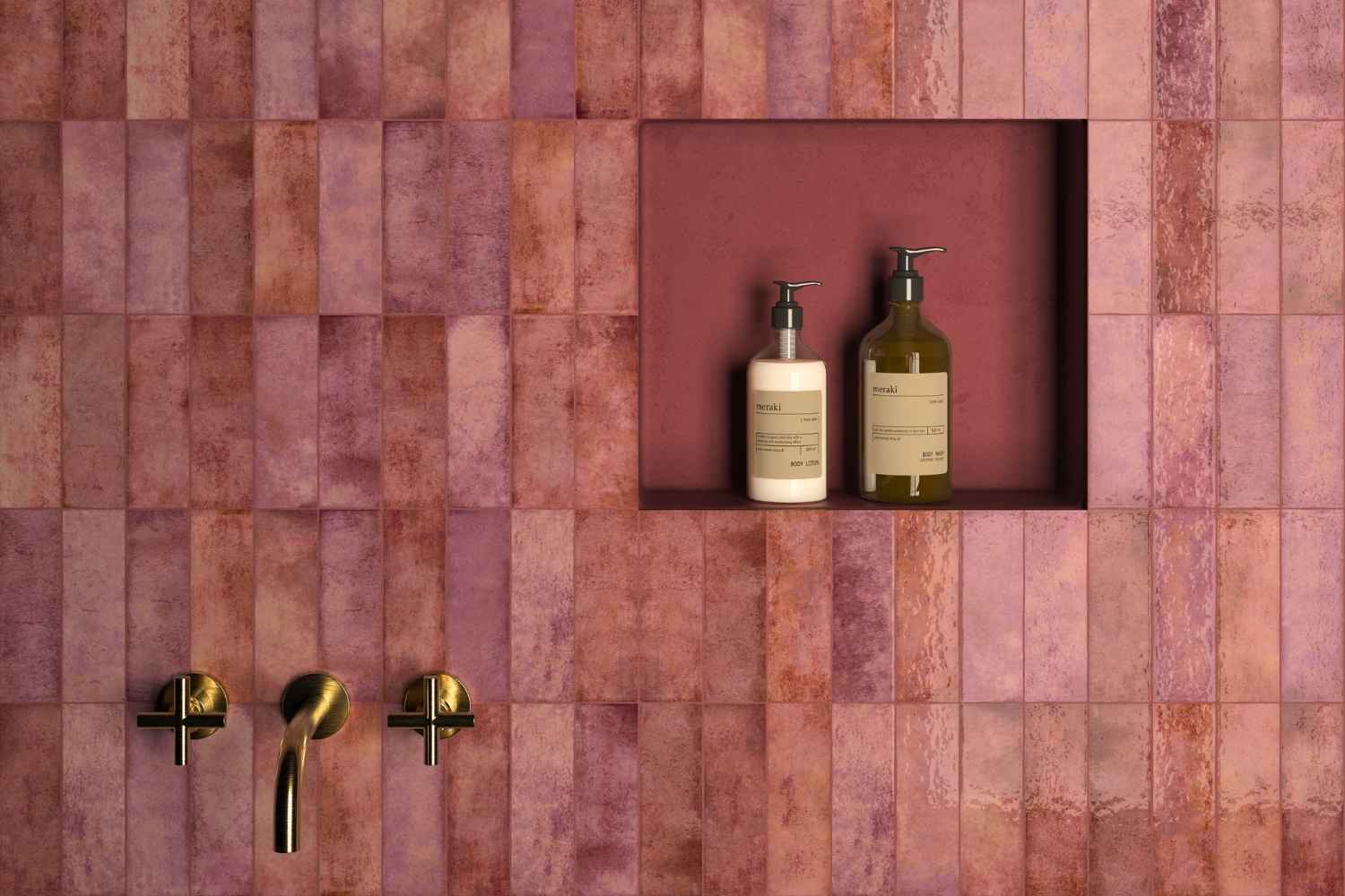 Fliese unregelmäßige Oberfläche 6,5x20 cm "Alfa Look Grana" rot glänzend