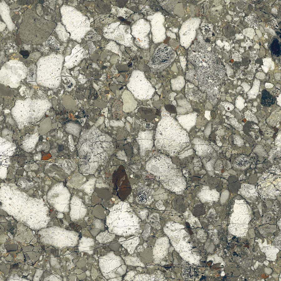 Fliese Terrazzo-Steinoptik grün matt 90x90 cm "Veni Emerald" rektifiziert