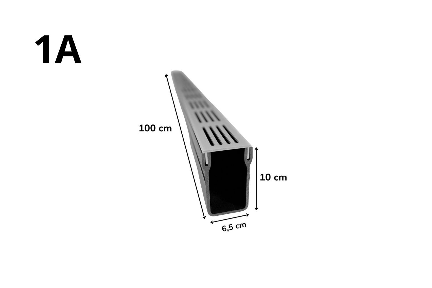Entwässerungsrinne für Terrassen U-Drain Pro eloxiert silber, L: 100 cm, B: 6,5 cm, H: 10 cm