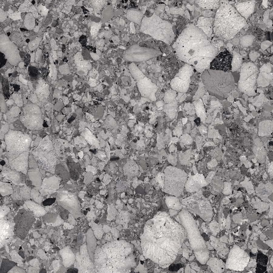 Fliese Terrazzo-Steinoptik dunkelgrau matt 90x90 cm "Venistone Dark" rektifiziert