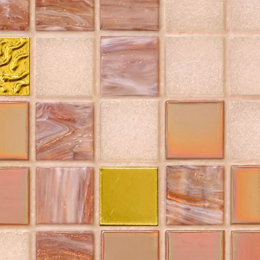 Bisazza Mosaikfliesen "Amalia" rosa gold glänzend 32,2x32,2cm netzverklebt