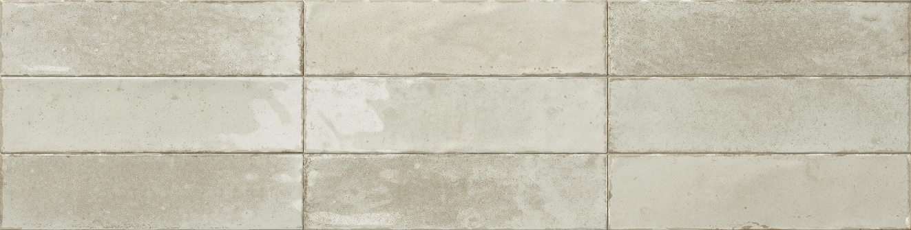 Fliese unregelmäßige Oberfläche 7x28 cm "Agadir Ivory" cremeweiß glänzend Feinsteinzeug 