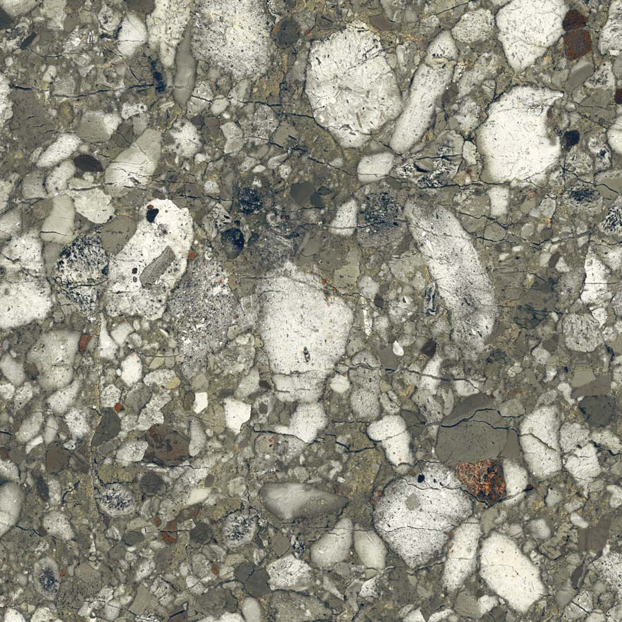 Fliese Terrazzo-Steinoptik grün matt 90x90 cm "Veni Emerald" rektifiziert