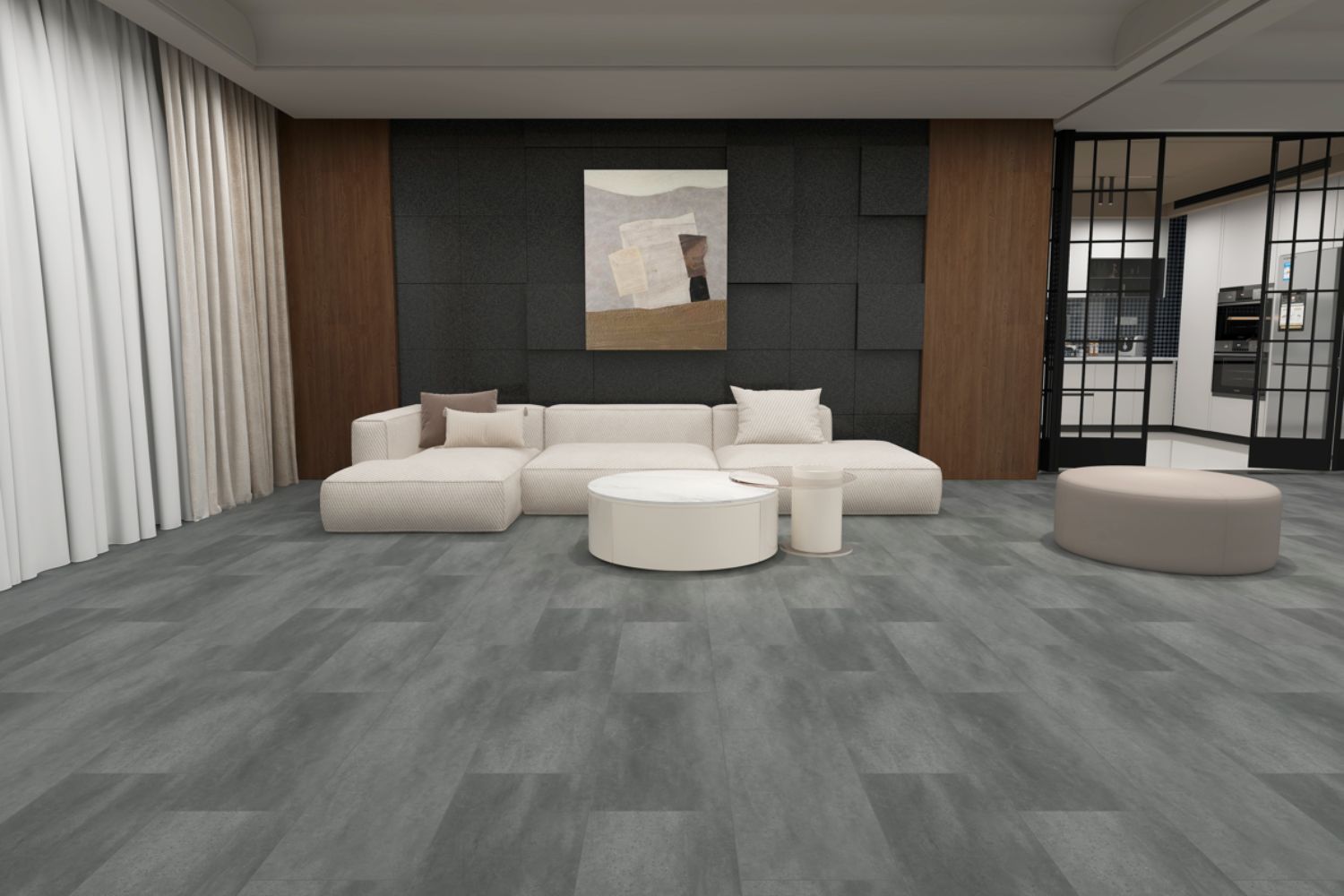 SPC Klick-Vinyl "Loft Grey" Fliesenoptik grau 47,5x95x0,65 cm matt mit Trittschalldämmung