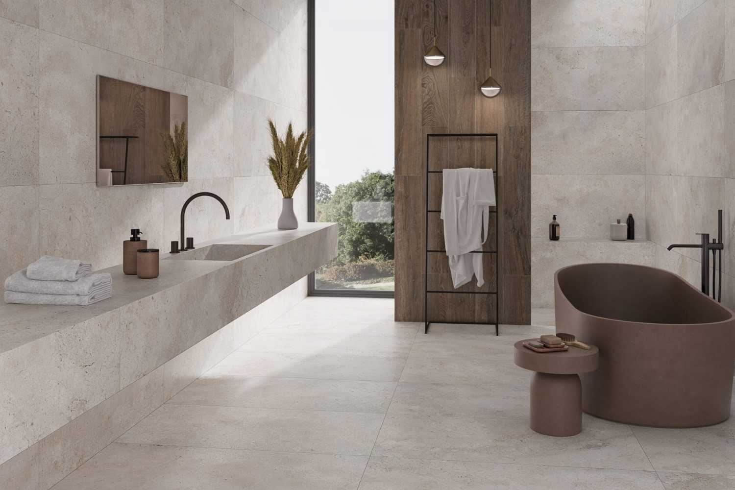 Fliese Natursteinoptik hellbeige matt 60 x60 cm "Petra Marfil" Feinsteinzeug mit fühlbarer 3D-Steinstruktur