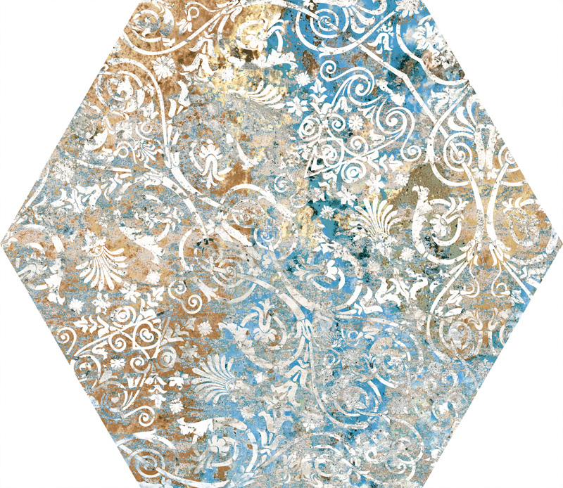 Hexagon-Fliese Vintage Teppichoptik 25x29 cm "Carpet Vestige natural" Sechseck