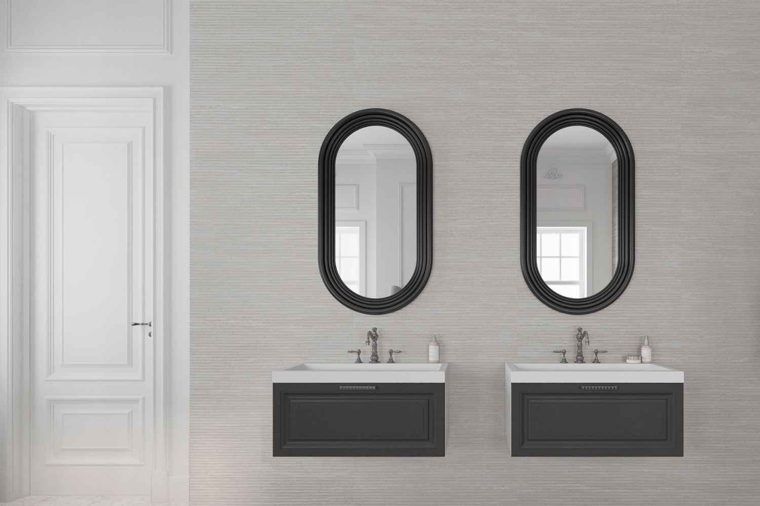 Wandfliese Dekor Steinoptik Cremeweiß 30x90cm matt "Pantheon Album Dekor" rektifiziert
