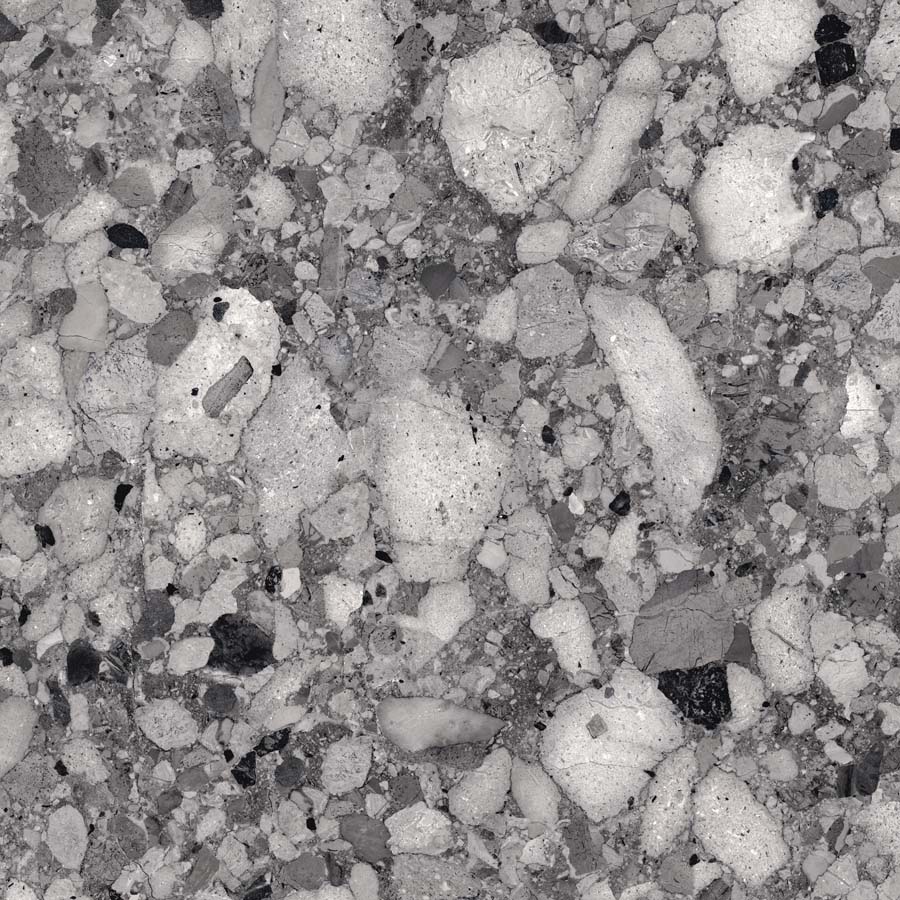 Fliese Terrazzo-Steinoptik dunkelgrau matt 90x90 cm "Venistone Dark" rektifiziert
