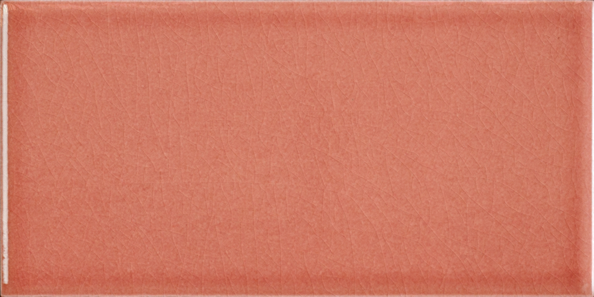Metro Fliese krakeliert Craquelé Krakelee korallenrot glänzend 10x20 cm "Sienna"  