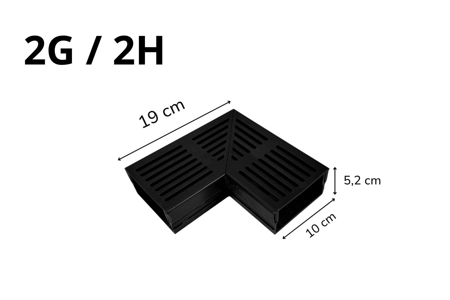 Eckstück für Entwässerungssystem U-Drain Pro schwarz eloxiert, L:19cm x B:10cm x H:5,2cm