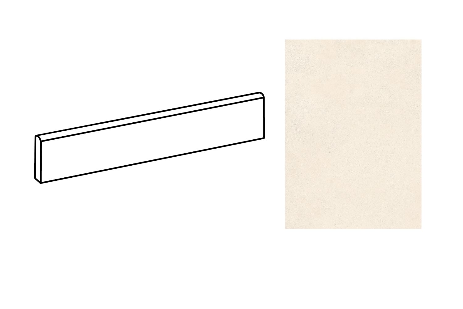 Fliesensockel warme Zementoptik creme elfenbein 7,3x60 cm "Logico Light" Betonoptik