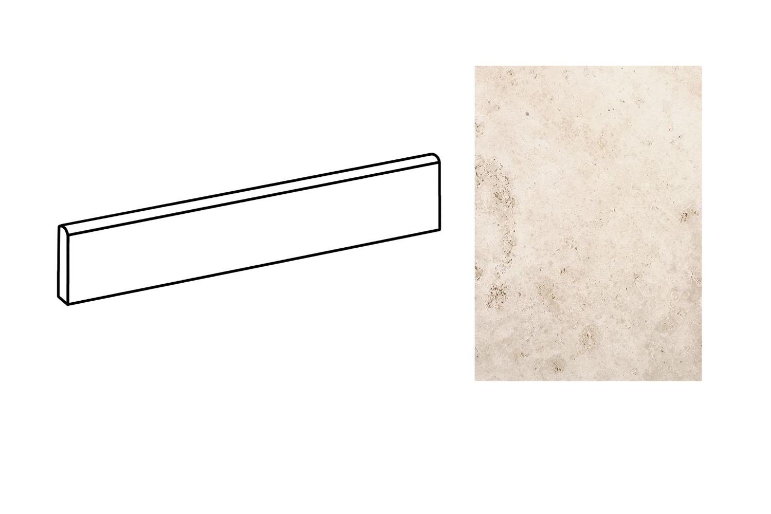 Fliesensockel Steinoptik 6,5x40 cm "In Falda Travertino Navona" CIR