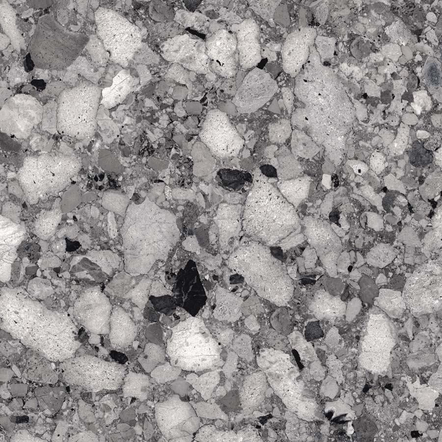 Fliese Terrazzo-Steinoptik dunkelgrau matt 90x90 cm "Venistone Dark" rektifiziert
