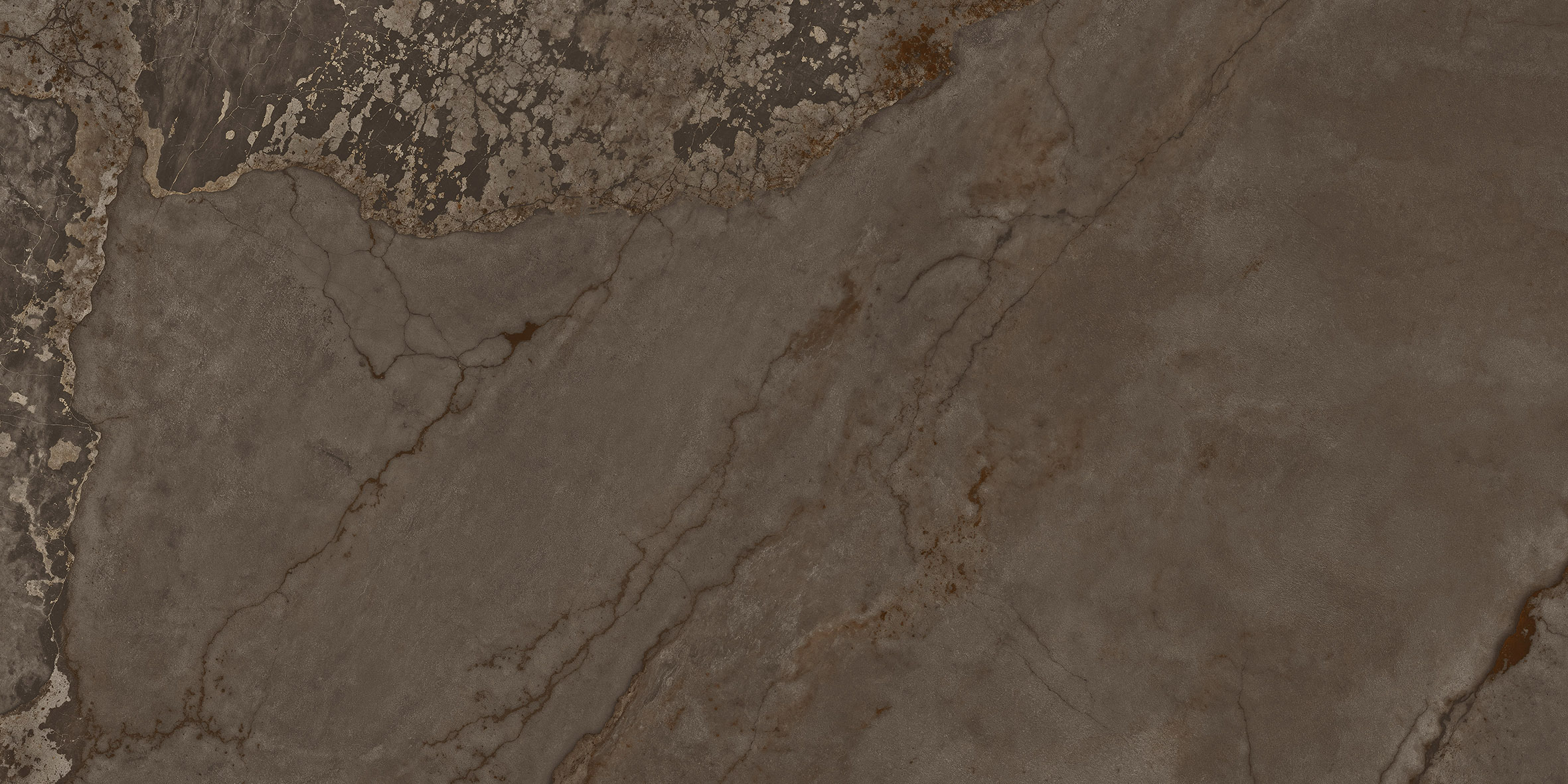 Fliese Metalloptik braun matt 60x120cm "Planet Oxid" Feinsteinzeug rektifiziert - mit fühlbarer 3D-Struktur