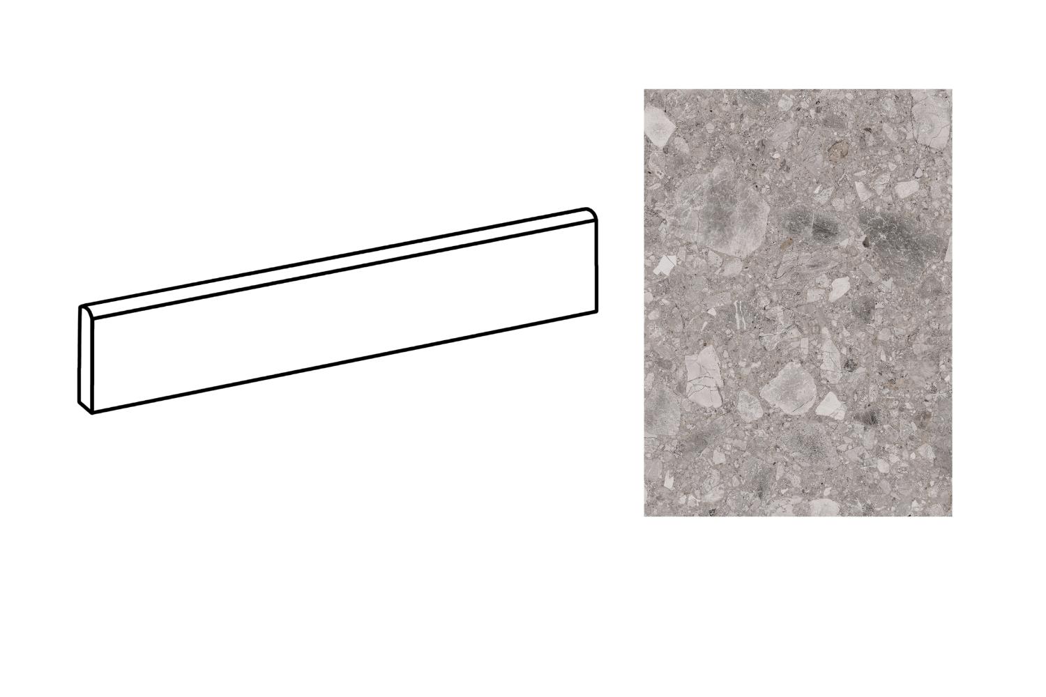 Fliesensockel Terrazzo-Optik 7x120 cm "Orobica Grigia" grau