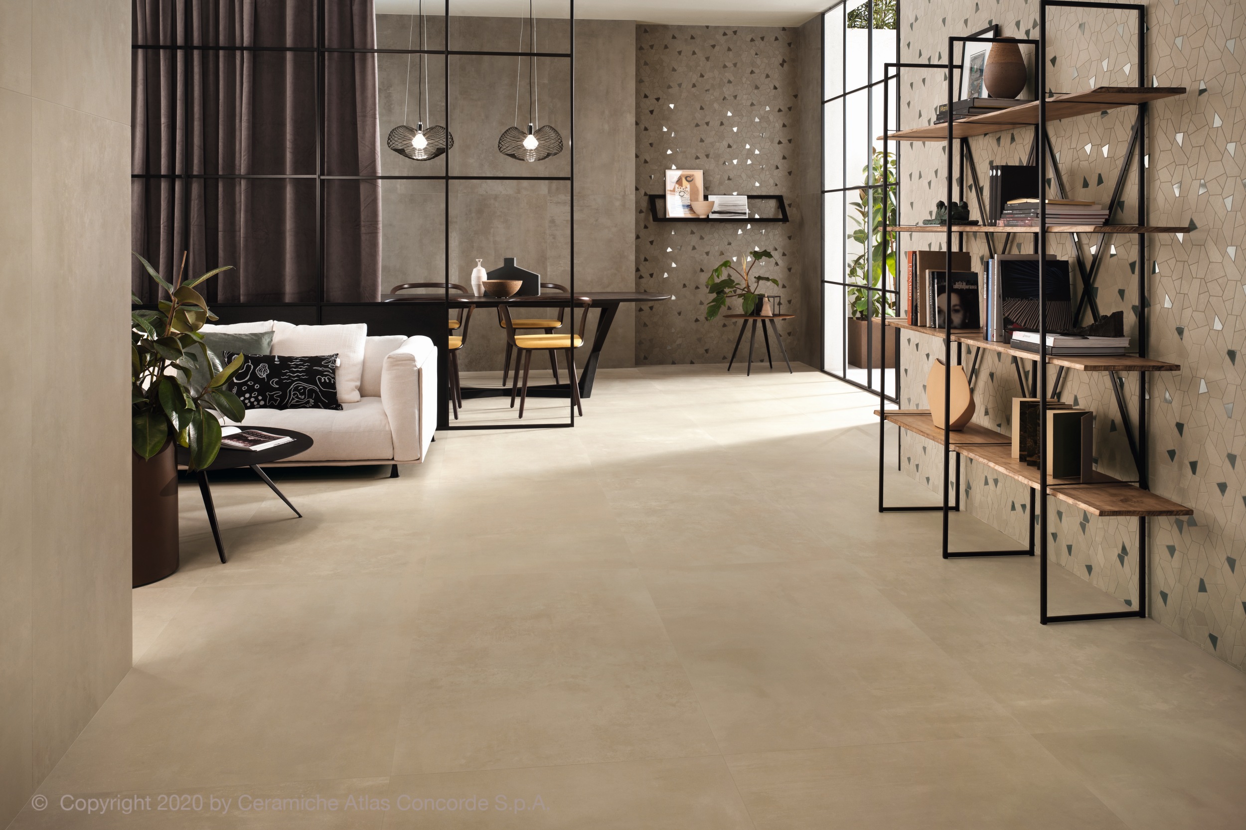 Fliese Betonoptik Atlas Concorde Boost Pro Cream beige im Wohnzimmer Fliese Betonoptik Atlas Concorde Boost Pro Cream beige im Wohnzimmer