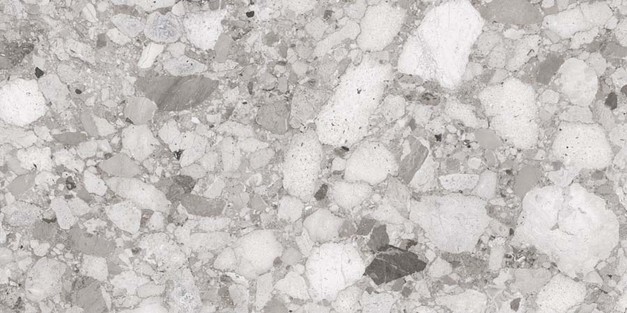 Fliese Terrazzo-Steinoptik grau matt 60x120 cm "Venistone Grey" rektifiziert