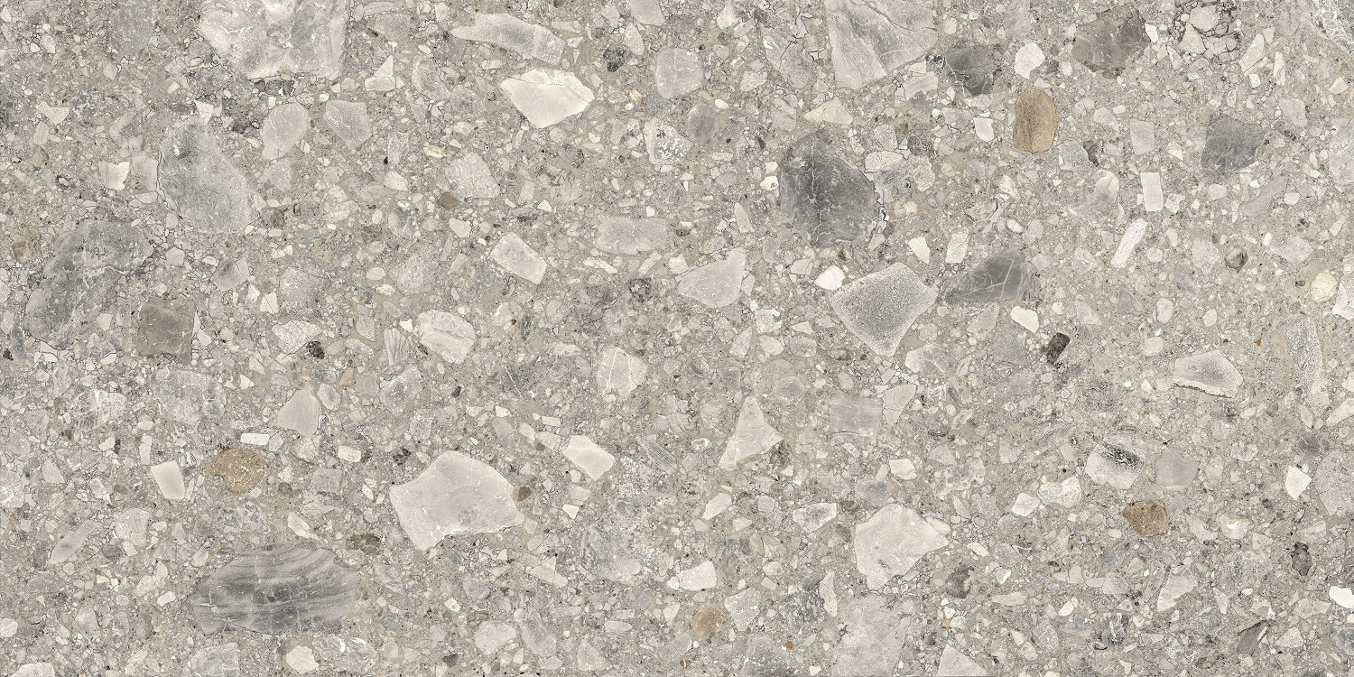 Terrazzo-Fliese beige 60x120 cm "Orobica Beige" ausdrucksstarke Steinoptik rektifiziert 