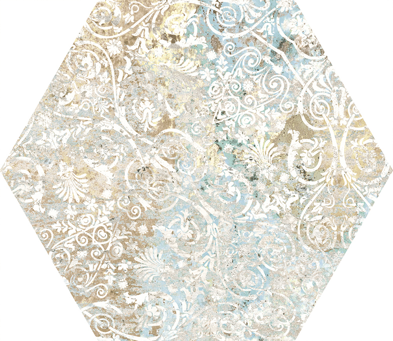 Hexagon-Fliese Vintage Teppichoptik 25x29 cm "Carpet Sand natural" Sechseck beige