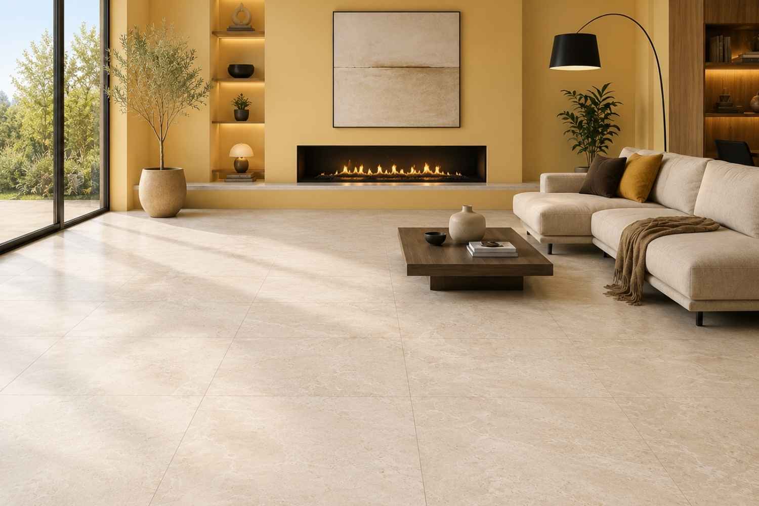Bruma Bone 60x120 cm matt im modernen Wohnzimmer
