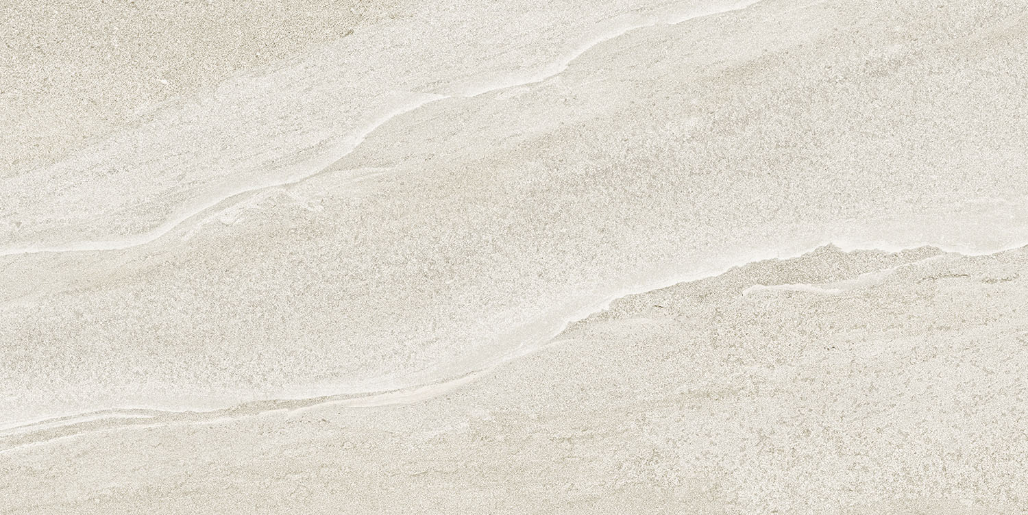 Fliese Sandstein-Optik weiß 30 x 60 cm "Eddystone Blanco" Feinsteinzeug rektifiziert