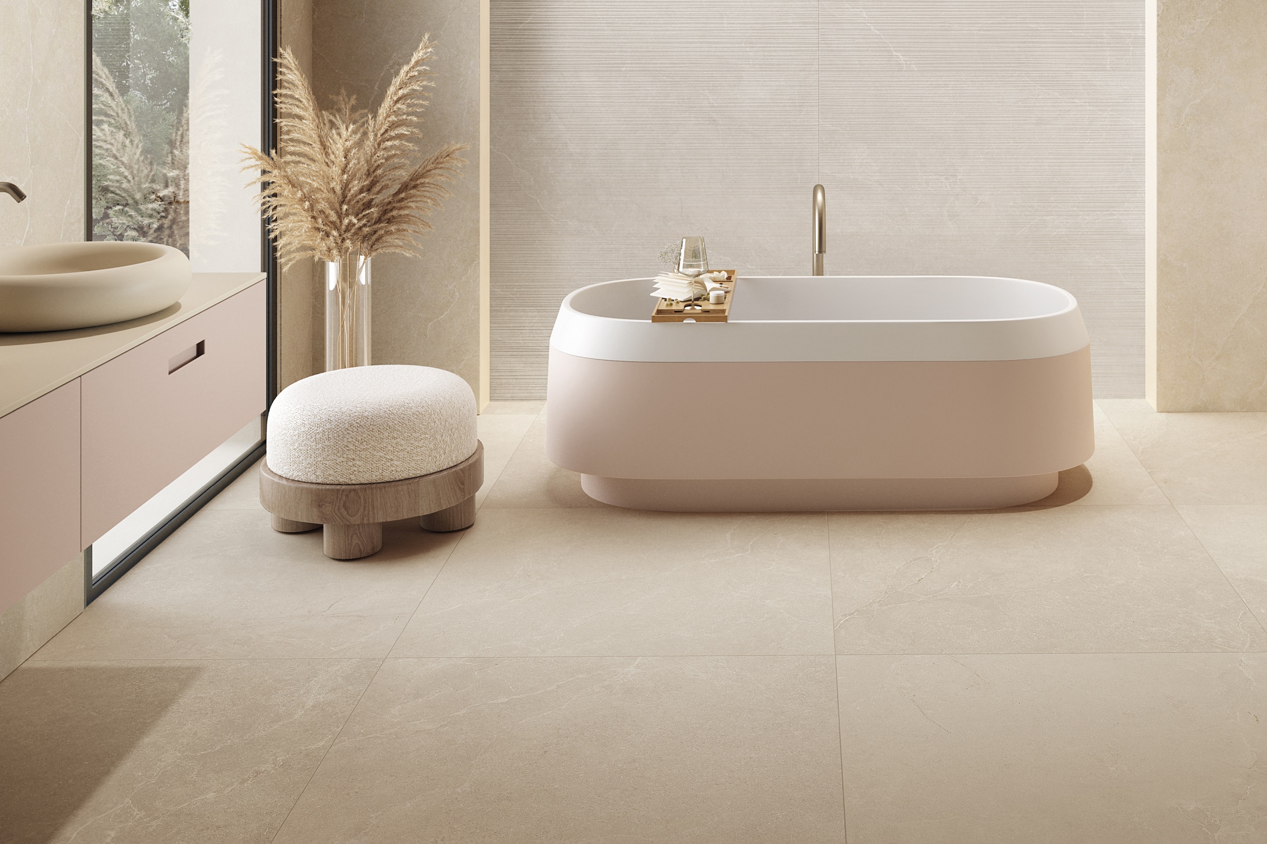 fliese edle steinoptik beige 100x100 cm "stone beige" rektifiziert