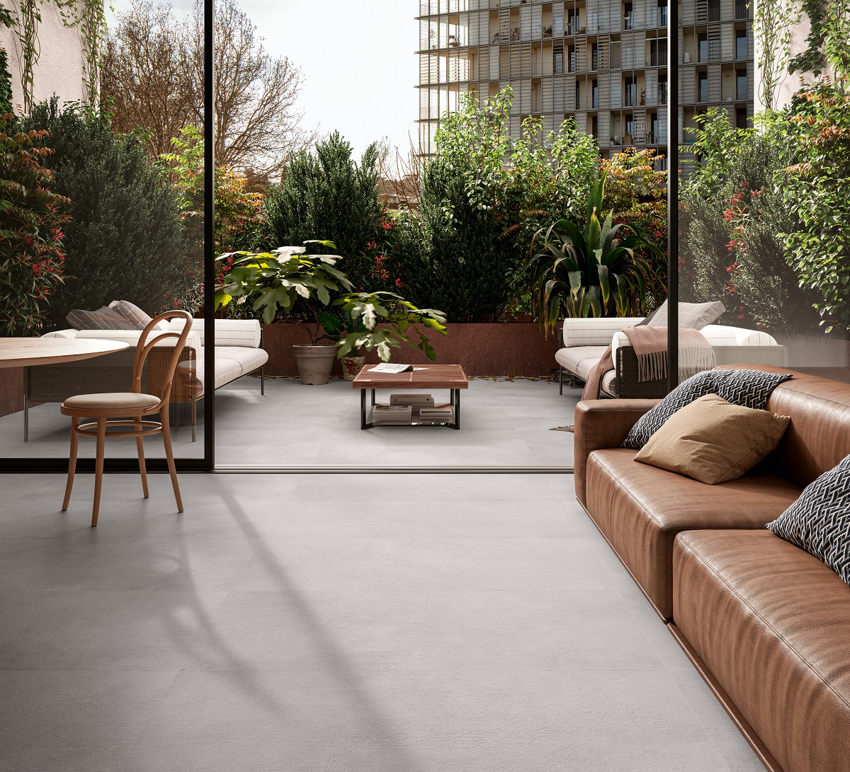 Fliese Betonoptik grau-weiß matt 60x120 cm "Sable Pearl" rektifiziert