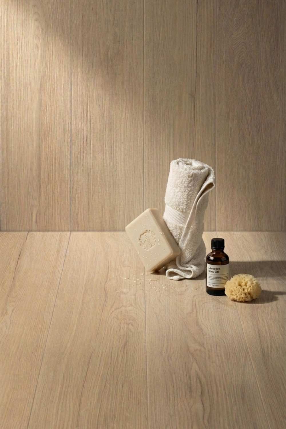 Fliese Holzoptik Eiche hell 20x120cm Detailansicht Boden Wand
