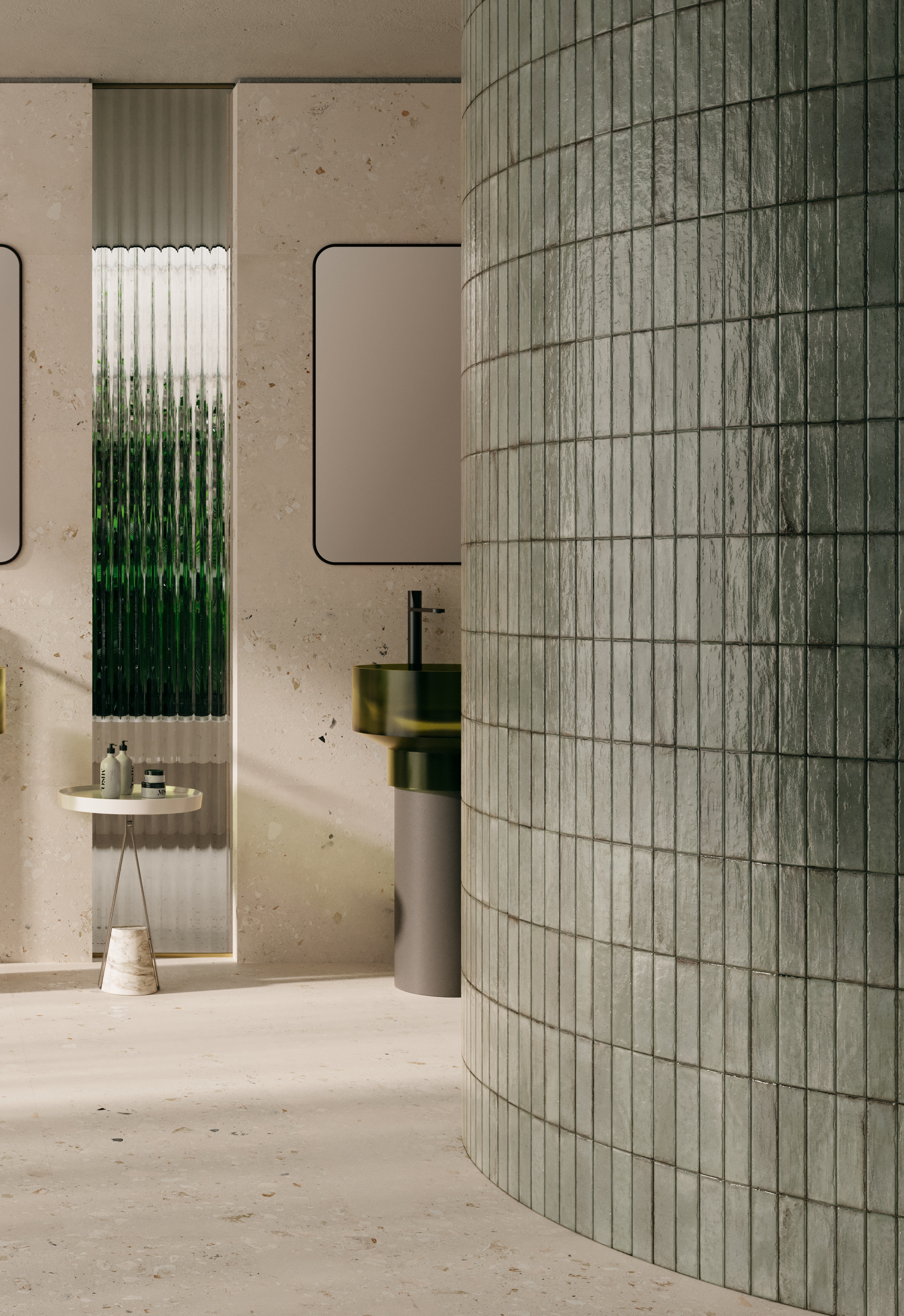 Fliese glasiert unregelmäßige Oberfläche "Tetris Breeze" hellgrün glänzend 5x20 cm Fliese glasiert unregelmäßige Oberfläche "Tetris Breeze" hellgrün glänzend 5x20 cm