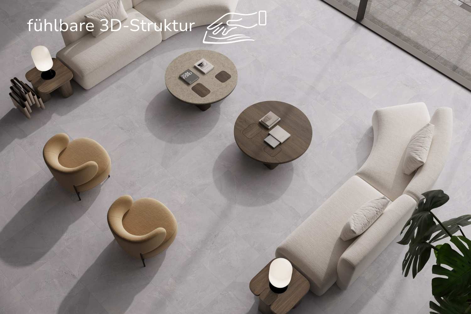 Fliese Natursteinoptik hellgrau matt "Moon Pearl" Feinsteinzeug mit fühlbarer 3D-Steinstruktur