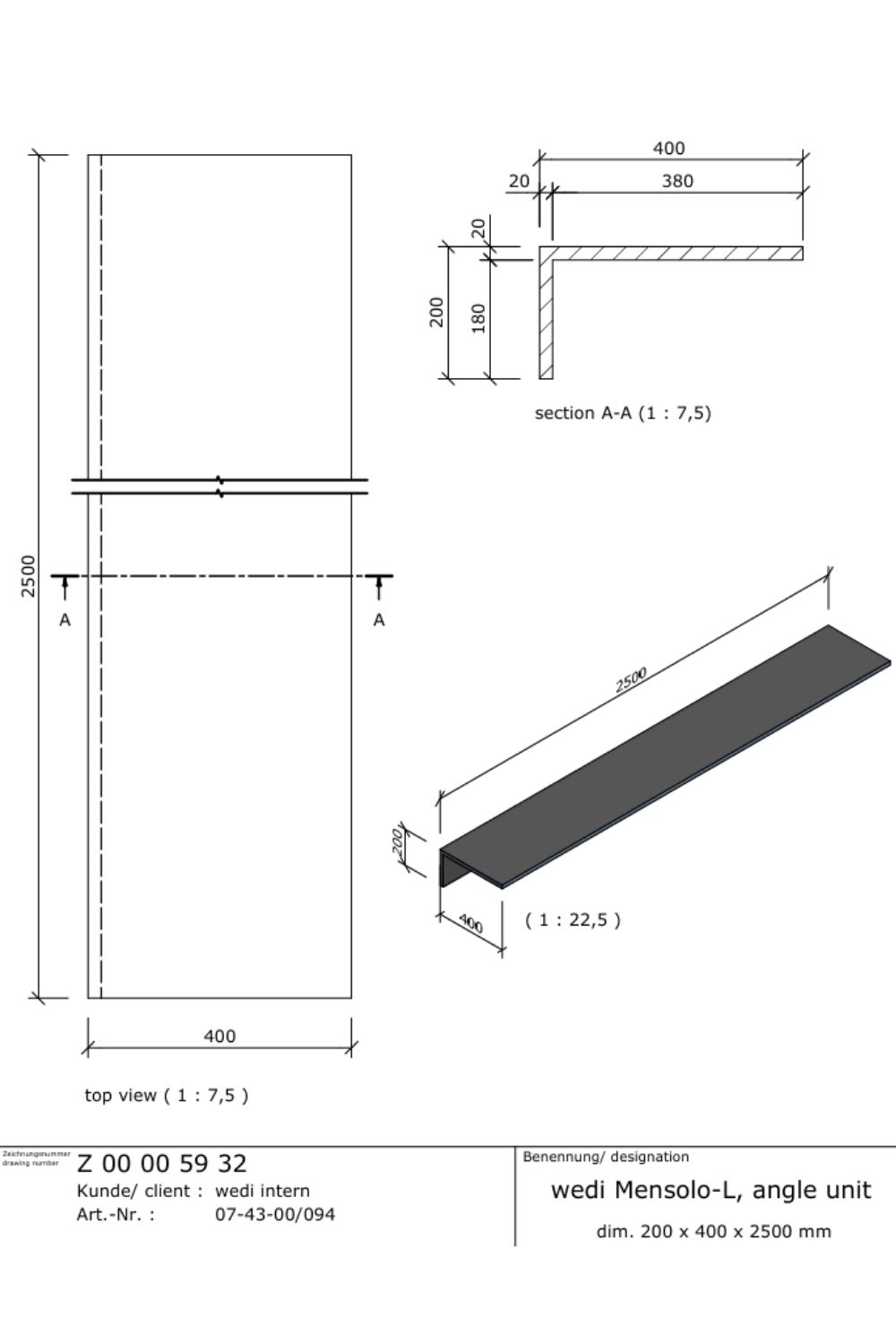wedi Mensolo L Winkelelement – befliesbare Rohrverkleidung 20×40x250 cm- Stärke 20 mm