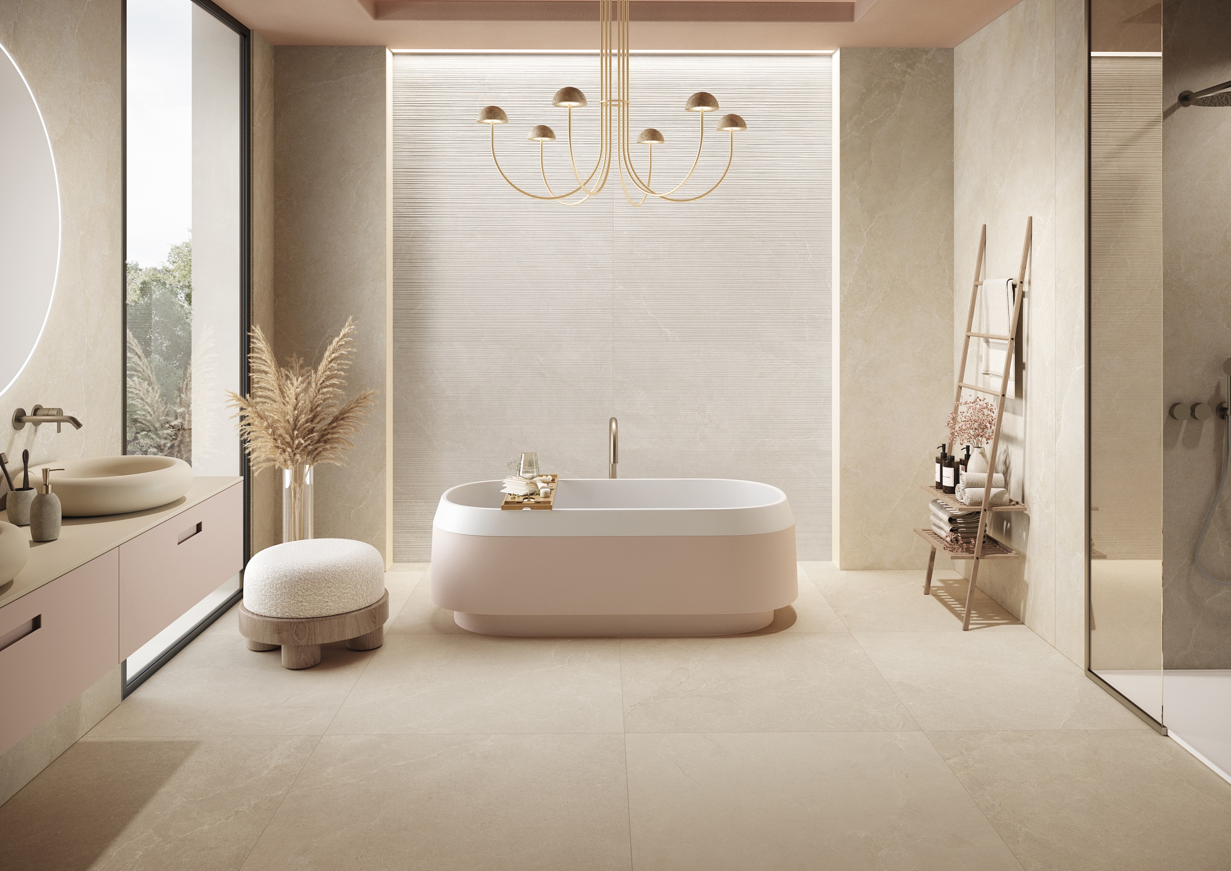 fliese edle steinoptik beige 100x100 cm "stone beige" rektifiziert