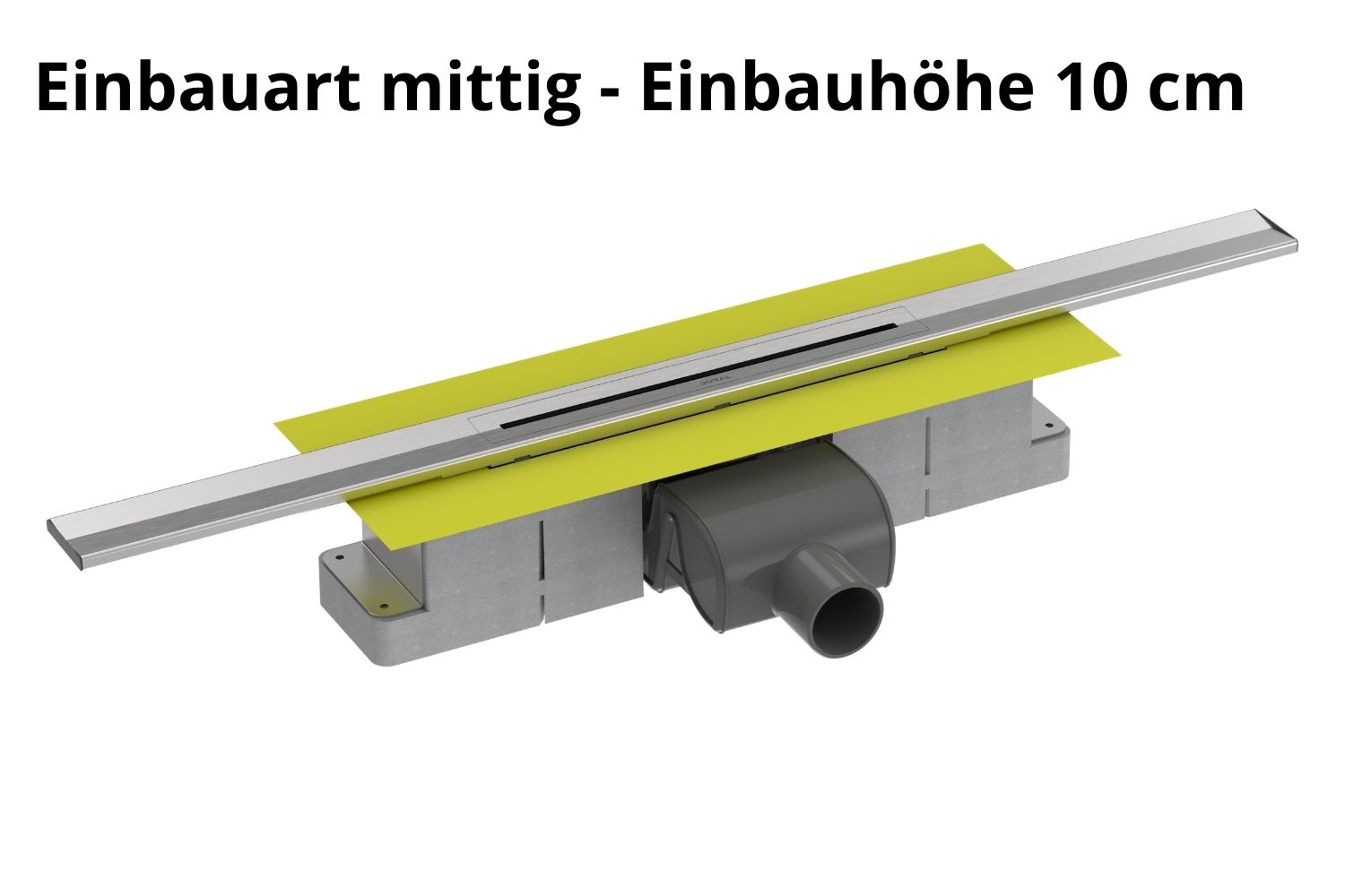 Kürzbare Duschrinne Edelstahl gebürstet natur „V-Shower Flex“ Komplettset Einbauhöhe 10cm  | Länge 100cm