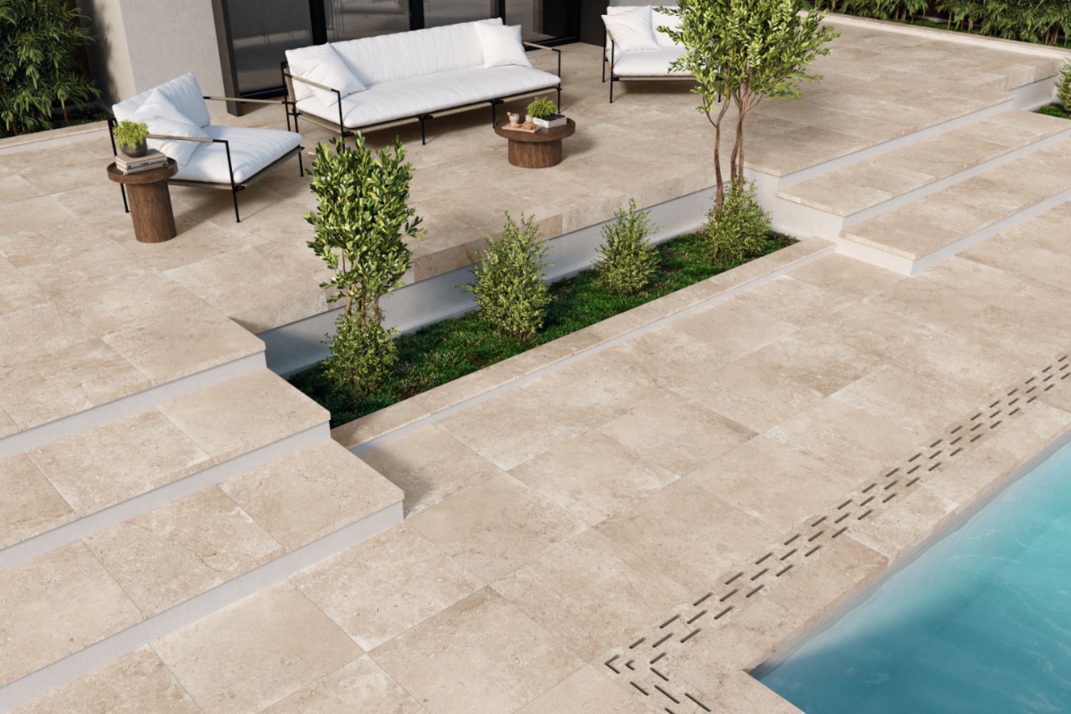 ABVERKAUF Terrassenplatte Steinoptik 60x90 cm beige "Unik Stone" Feinsteinzeug 2 cm rektifiziert