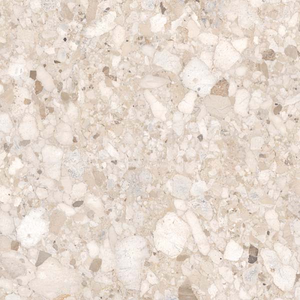 Fliese Terrazzo-Steinoptik beige 120x120 cm "Veni Beige" matt rektifiziert 