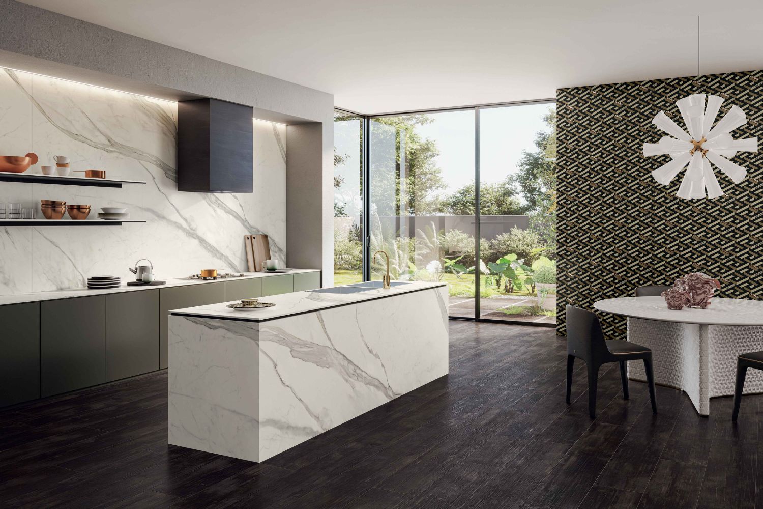 Versace Fliesen Eterno Carbon Holzoptik schwarz verbrannt verkohlt Luxus-Bodenfliesen für Küche Wohnzimmer