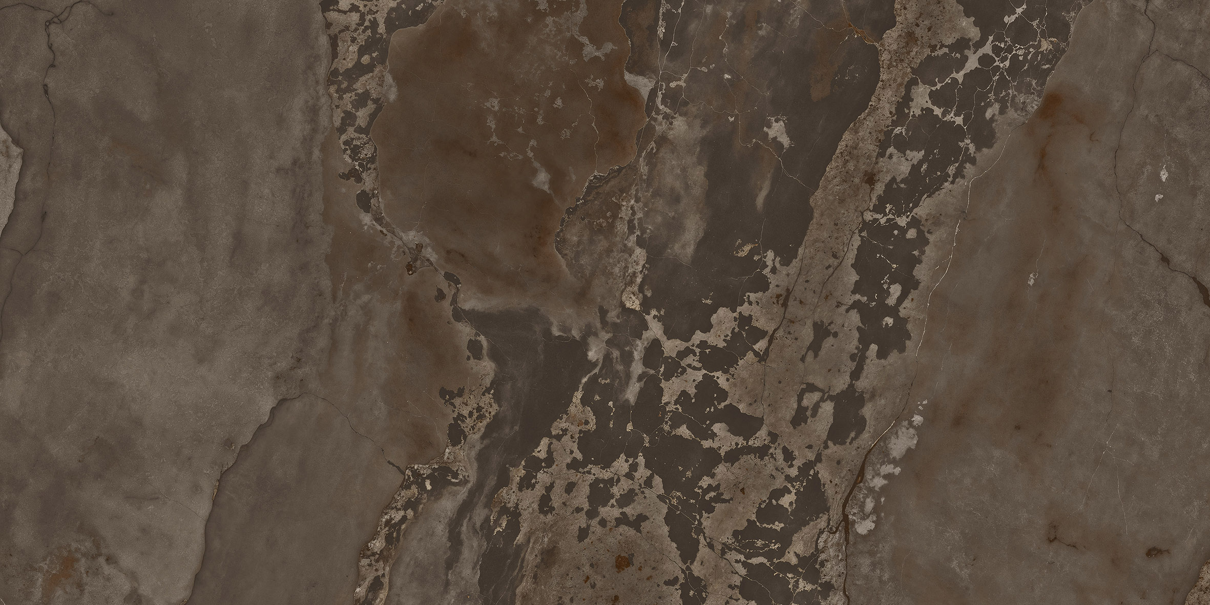 Fliese Metalloptik braun matt 60x120cm "Planet Oxid" Feinsteinzeug rektifiziert - mit fühlbarer 3D-Struktur