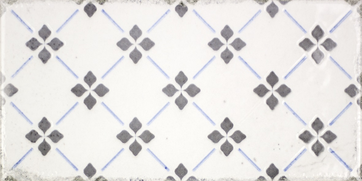 Dekorfliese Mix mediterran Retro Vintage blau glänzend Vita Mare Decor Mix Fabresa