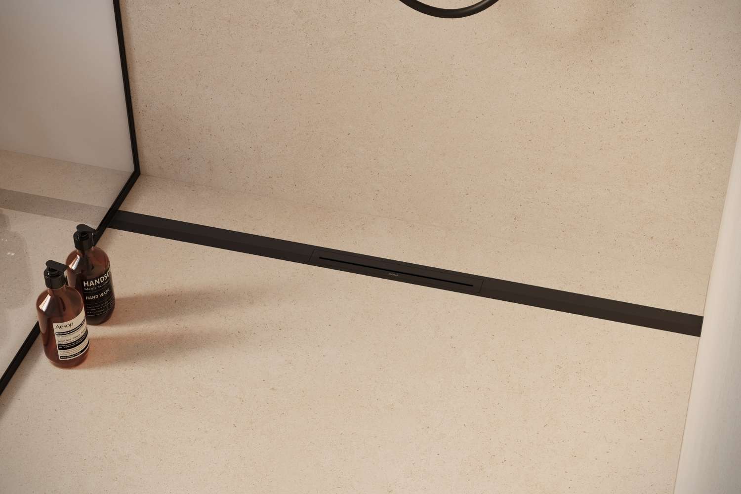 Kürzbare Duschrinne Schwarz pulverbeschichtet „V-Shower Flex“ Komplettset Einbauhöhe 10cm  | Länge 100cm