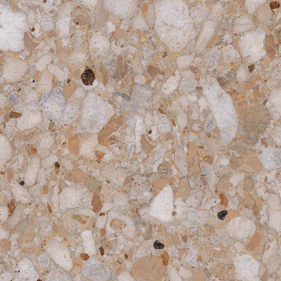 Fliese Terrazzo-Steinoptik beige glänzend 89x89 cm "Veni Gold" rektifiziert