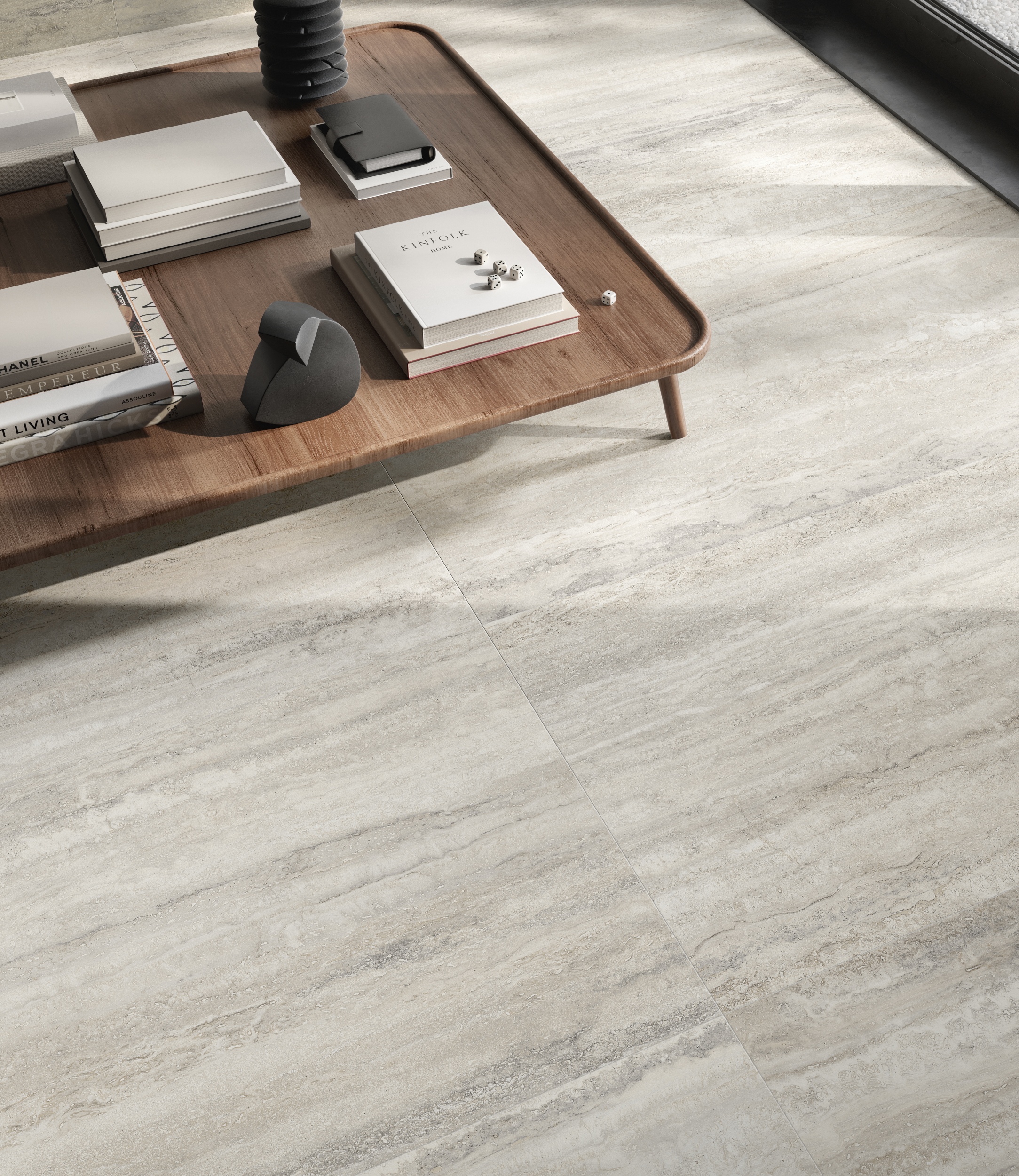 Fliese Travertin-Steinoptik Invictus Ivory creme matt Sant Agostino Ambiente Bodenfliesen