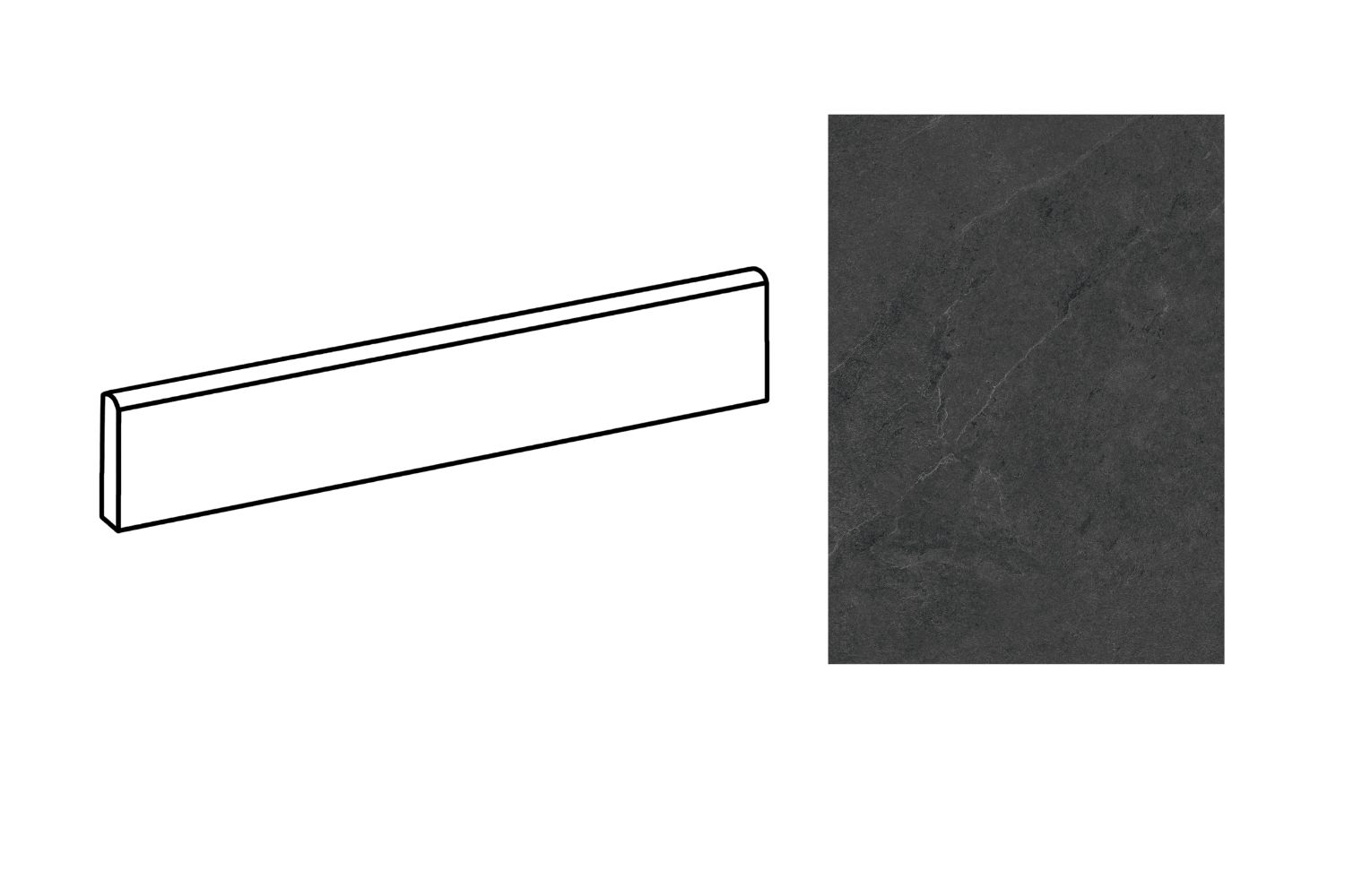 Fliesensockel Natursteinoptik schwarz 7,3x60 cm "Unionstone Mustang" Steinoptik