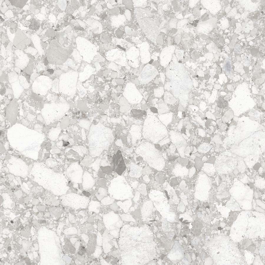 Fliese Terrazzo-Steinoptik hellgrau matt 120x120 cm "Venistone Pearl" rektifiziert