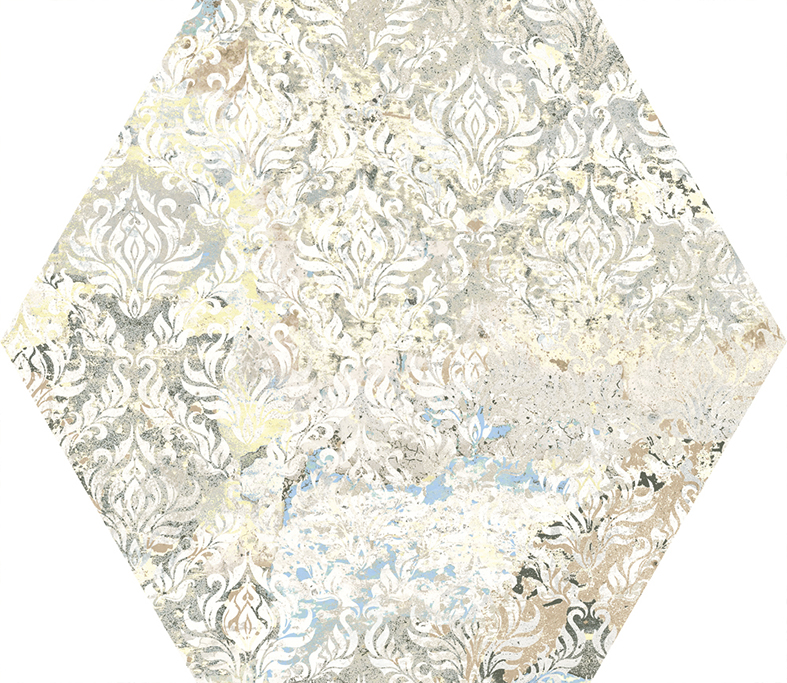 Hexagon-Fliese Vintage Teppichoptik 25x29 cm "Carpet Sand natural" Sechseck beige