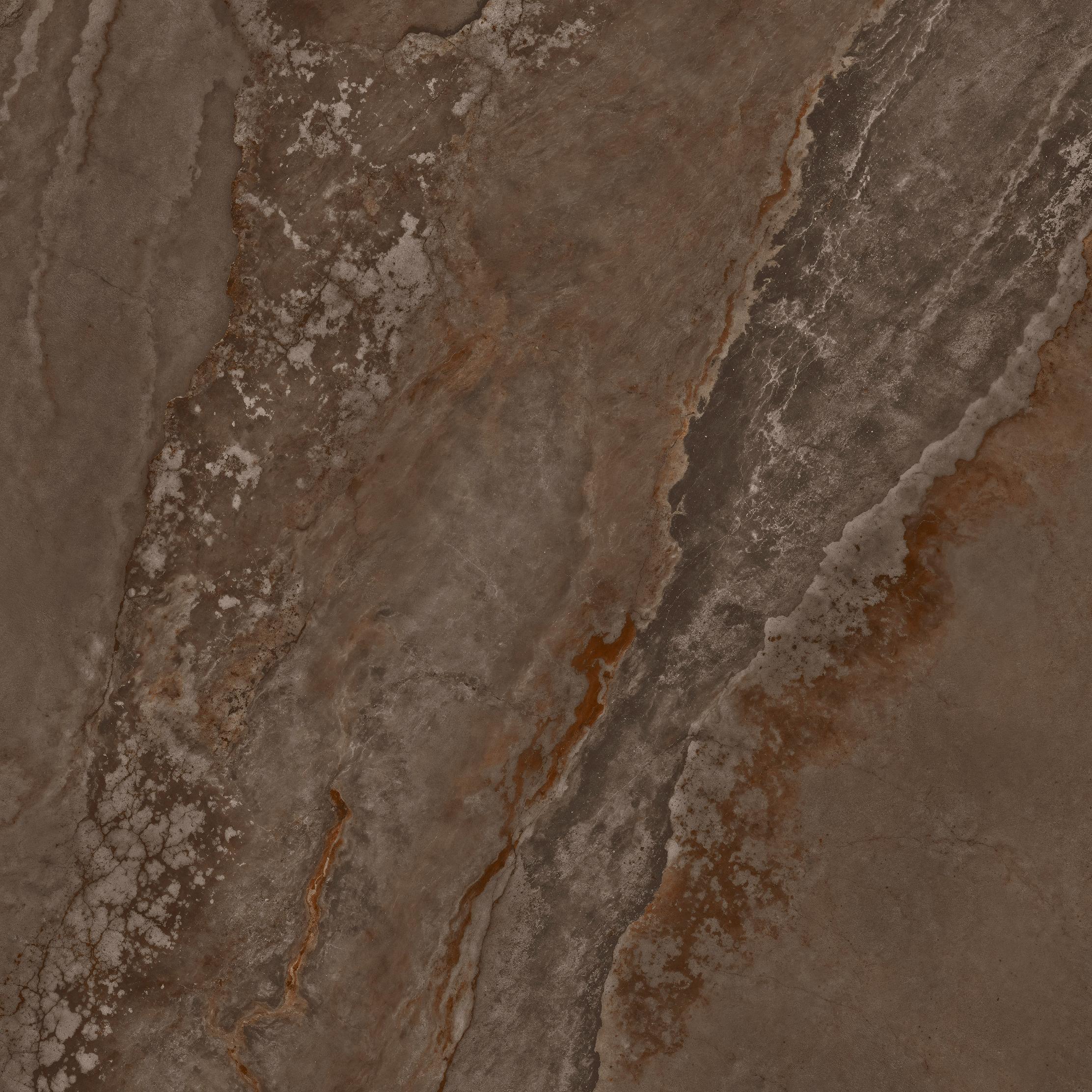 Fliese Metalloptik braun matt 90x90cm "Planet Oxid" Feinsteinzeug rektifiziert - mit fühlbarer 3D-Struktur