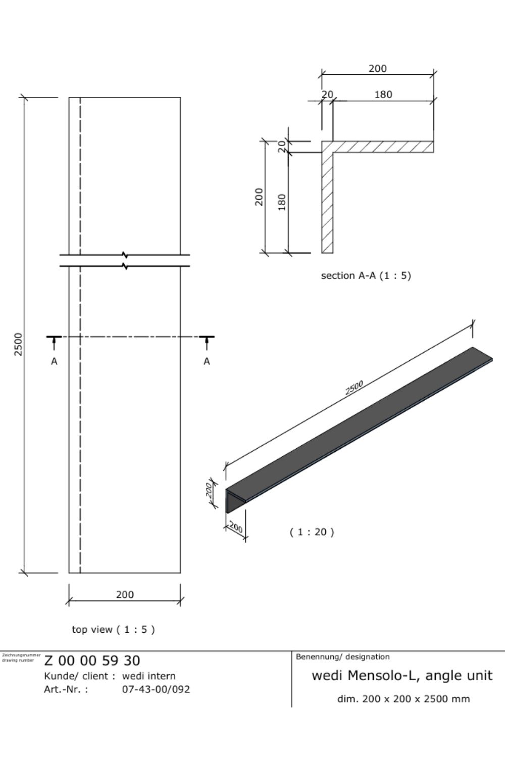 wedi Mensolo L Winkelelement – befliesbare Rohrverkleidung 20×20x250 cm - Stärke 20 mm