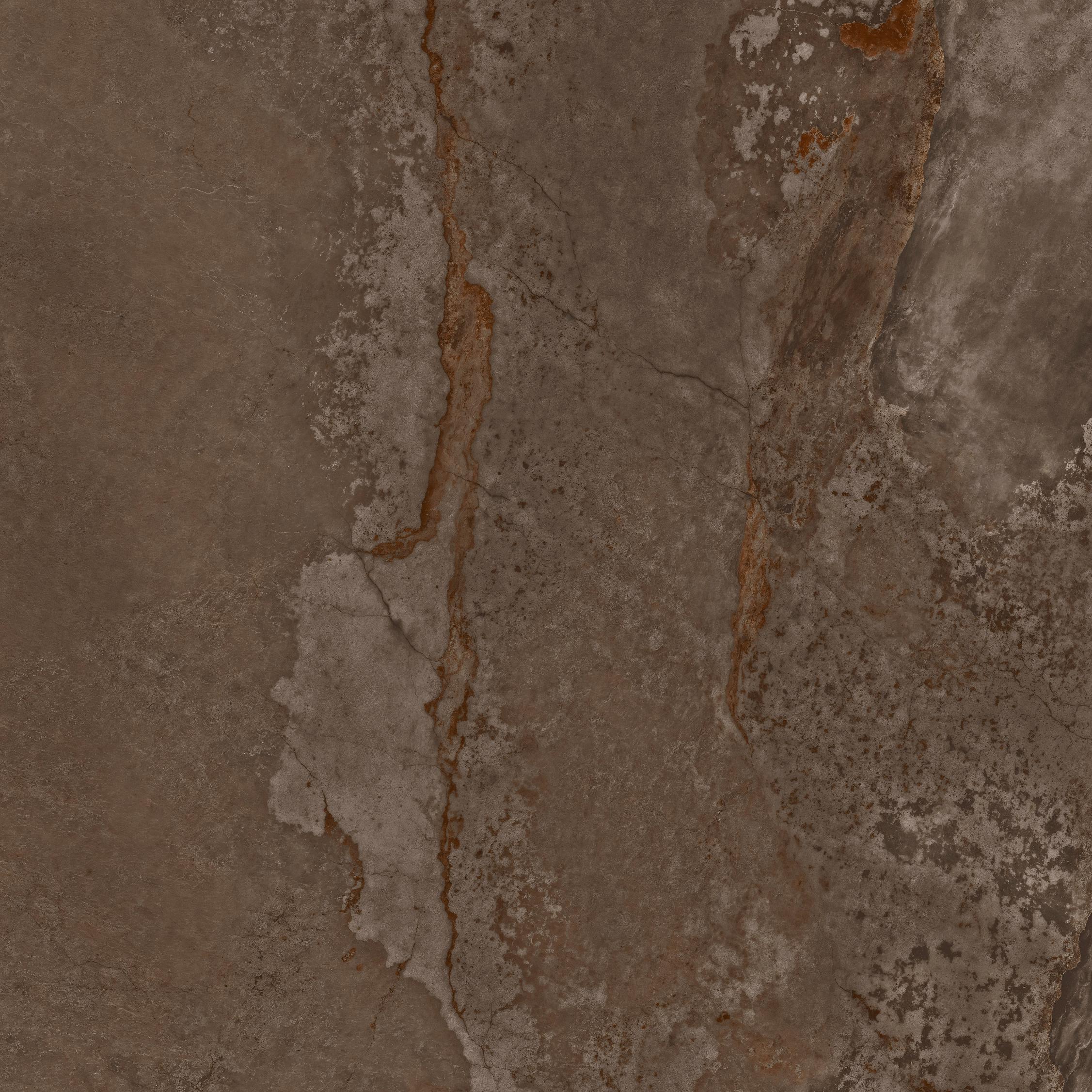 Fliese Metalloptik braun matt 90x90cm "Planet Oxid" Feinsteinzeug rektifiziert - mit fühlbarer 3D-Struktur