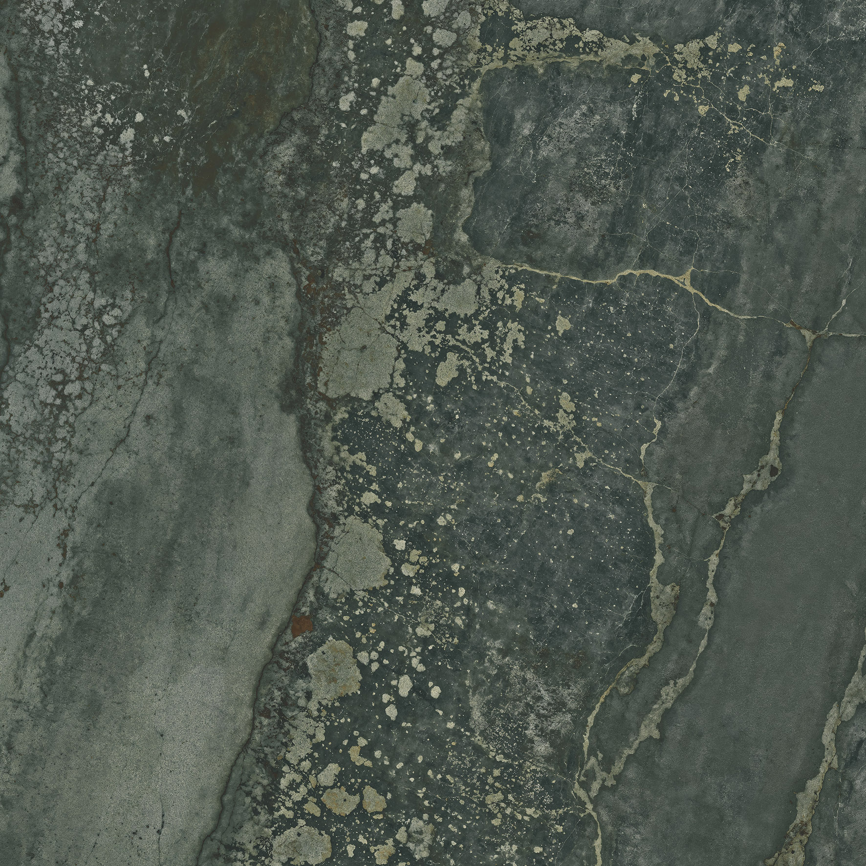 Fliese Metalloptik grün glänzend 90x90cm  "Planet Green" Feinsteinzeug rektifiziert