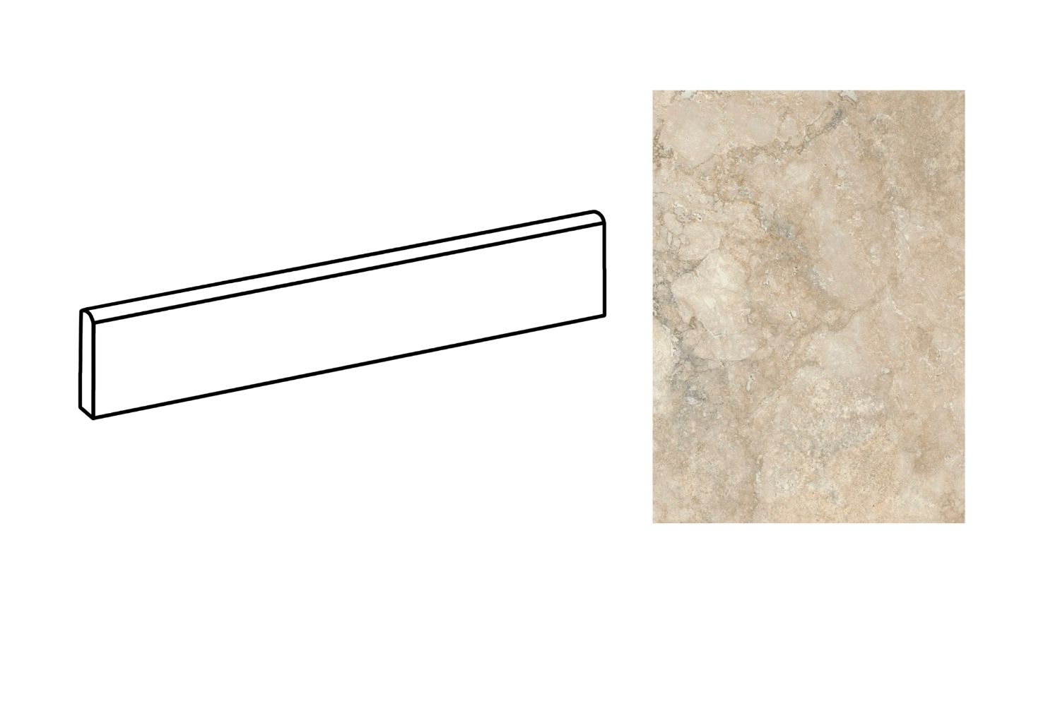 Fliesensockel edle Travertin-Steinoptik 7,3x60 cm "Invictus Cross Beige" matt