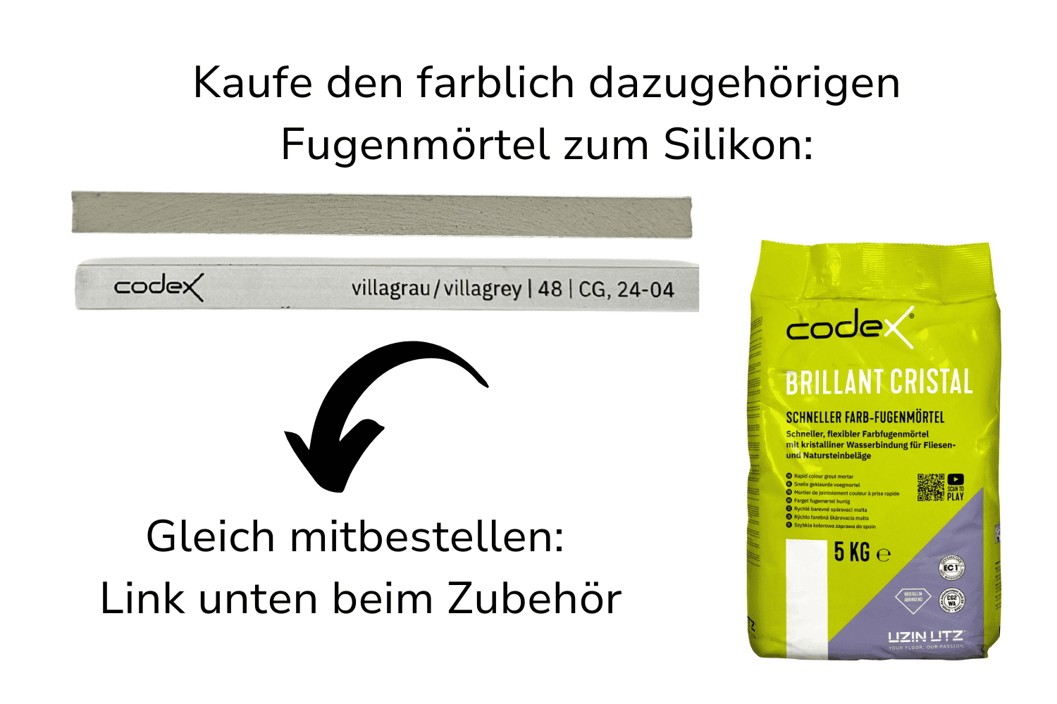Silikon für Fugen "Codex SG 10" villagrau | Silikonfugen für Fliesen in Bad & Küche 0,31 L
